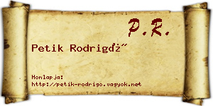 Petik Rodrigó névjegykártya